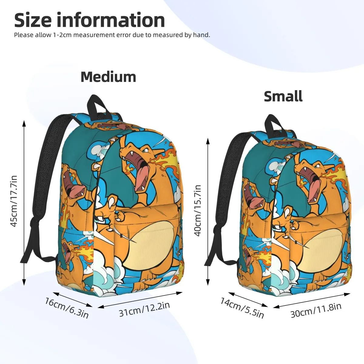 sac à dos pokemon charizard tendance pour l'école, sac à dos rétro lavable