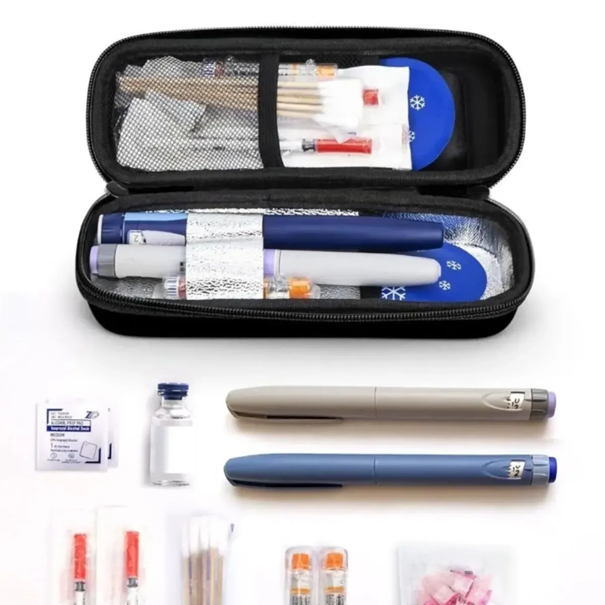 étui de voyage isotherme pour insuline avec affichage de la température, sac de rangement portable pour médicaments pour diabétiques avec 2 blocs réfrigérants