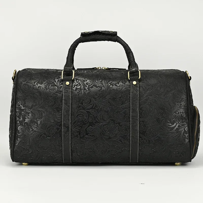 nouveau sac à main vintage en cuir crazy horse, sac de voyage et de sport 20 pouces avec compartiment à chaussures