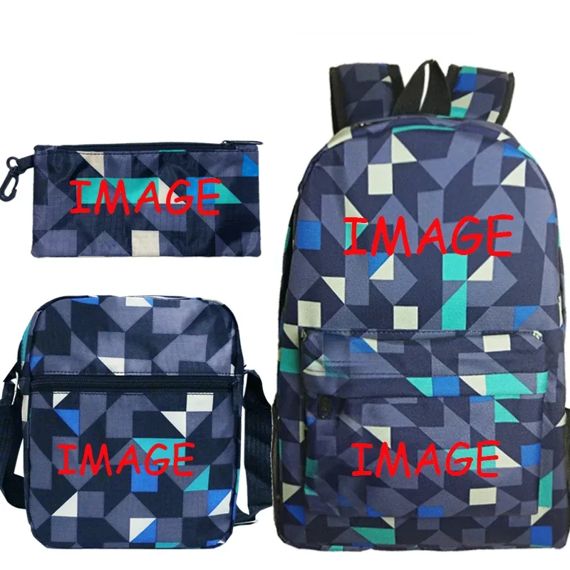 bricolage sac à dos livraison directe client sac à dos étudiant cartable 3 pièces/ensembles sacs à bandoulière logo personnalisé sacs hommes livre sacs mochila