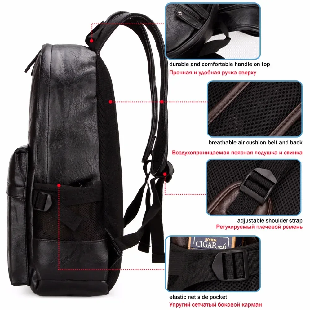 sac à dos d'école en cuir pour hommes, célèbre marque, style preppy, design simple, sacs de jour décontractés
