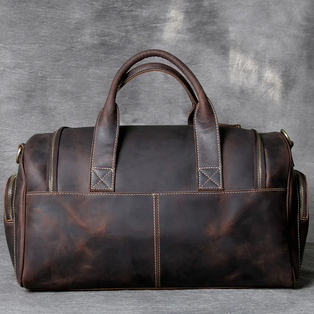 s.worker sac de voyage vintage en cuir véritable crazy horse sac polochon en cuir de vachette sac de week-end pour hommes sac de sport bagage à main