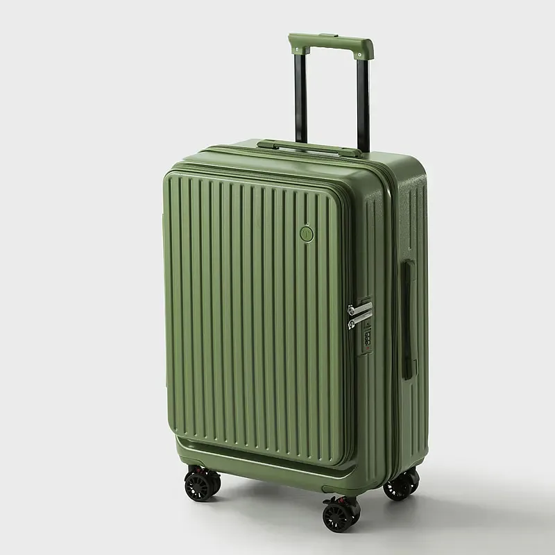 valise multifonctionnelle extensible à ouverture frontale avec porte-gobelet, crochet, frein, roues silencieuses et serrure à combinaison