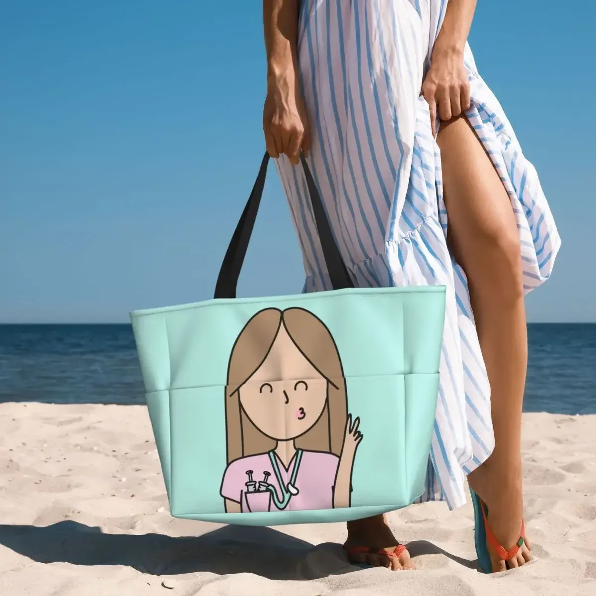 sac fourre-tout de voyage médical personnalisé enfermera en apuros pour femmes, sacs d'épicerie à bandoulière de grande capacité