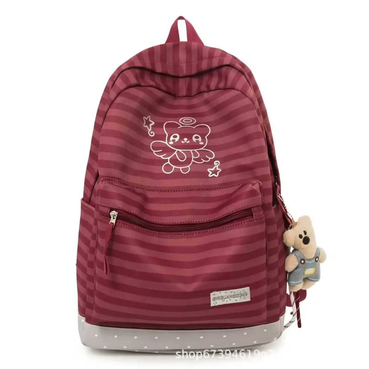 nouveau sac à dos à rayures tendance, unisexe, en nylon, adapté à l'école et à l'éducation, capacité 20-35l, léger, 14 pouces