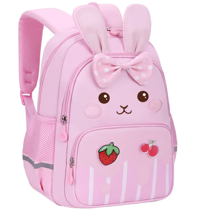 Grand sac à dos de maternelle mignon avec un lapin pour enfants de 3 à 6-7 ans, sac à dos pour filles pour les voyages, sac à dos léger dessin animé
