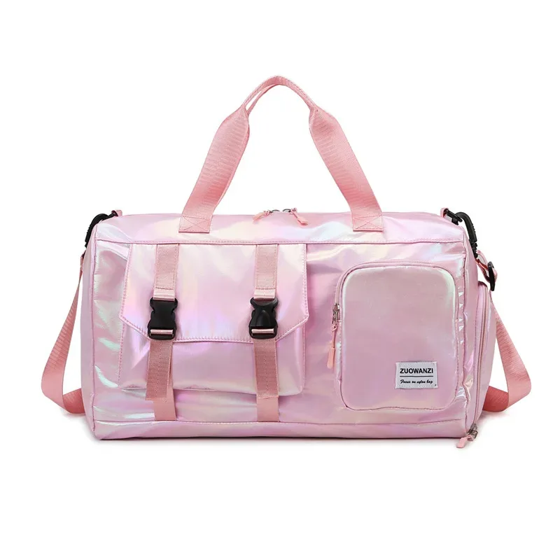 sac polochon holographique glamour – fourre-tout spacieux et élégant avec compartiment à chaussures pour les sacs de voyage sans effort pour les évasions du week-end