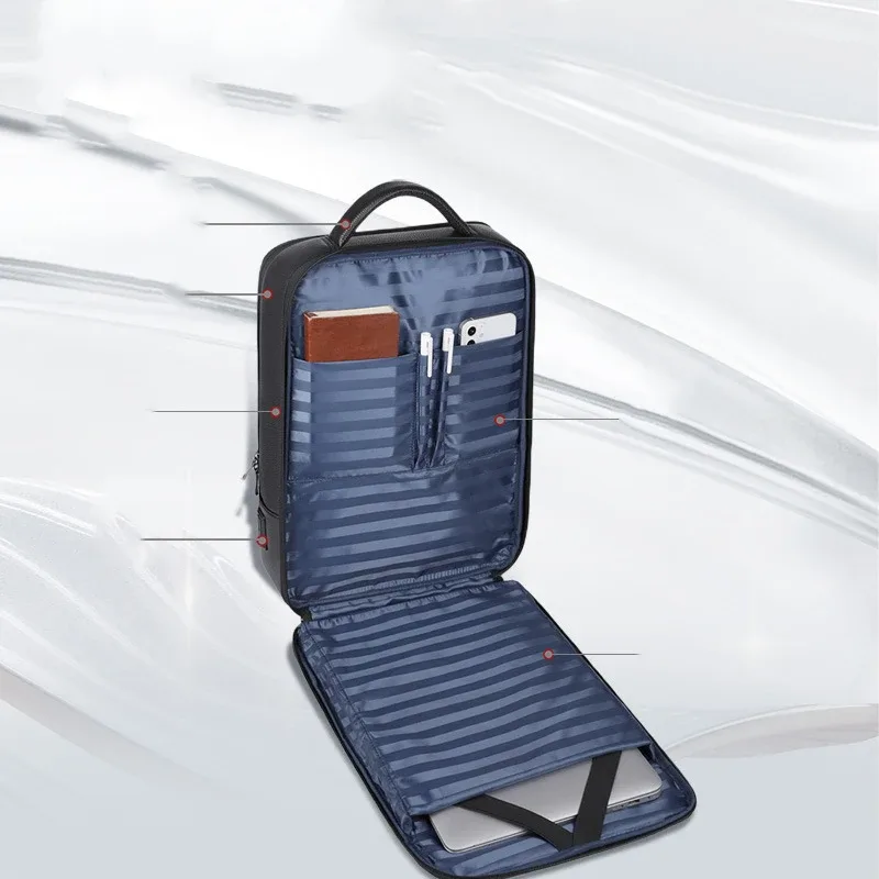 100% sac à dos en cuir véritable hommes 15.6 pouces sac à dos pour ordinateur portable usb charge antivol étanche grande capacité hommes sacs de voyage
