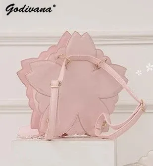 original rose sakura sac doux fille femmes sakura forme cuir fourre-tout sac à main fée lolita bandoulière sacs à dos