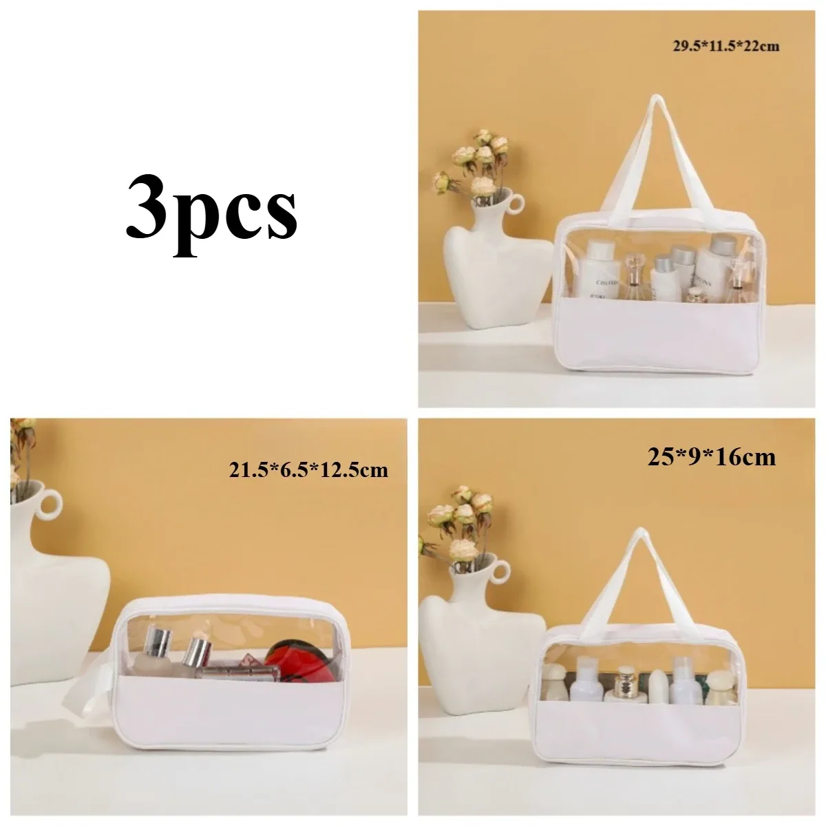 sac de toilette de voyage portable pour femme, transparent, multifonction, grande capacité, sacs de bain et de toilette, étui de rangement étanche en pu