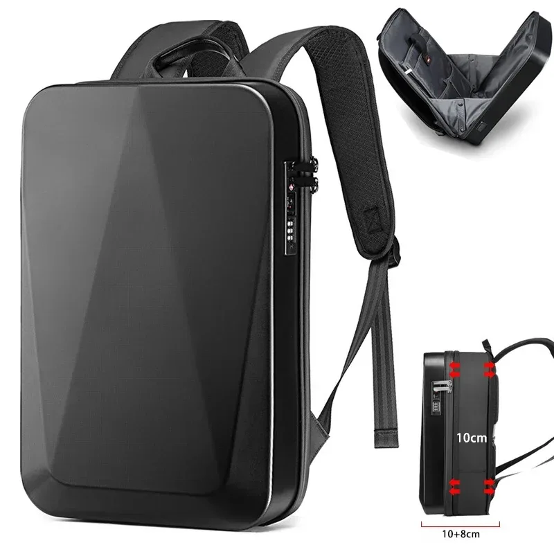 Sac à dos rigide pour ordinateur portable 15.6 pouces pour hommes, étanche, antivol, extensible, verrouillage TSA, sac de jeu, sac à dos d'affaires de luxe, Charge USB