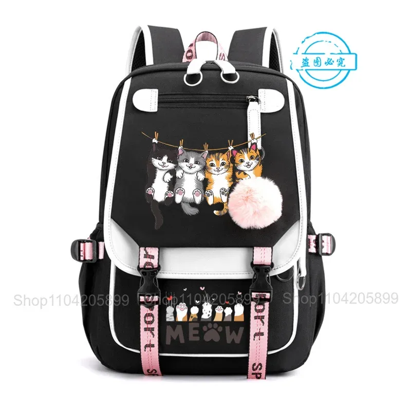 sac à dos chat empilé mignon, amusant, style anime, pour étudiants, garçons et filles, mochilas, sac de cours quotidien, sac à dos décontracté portable
