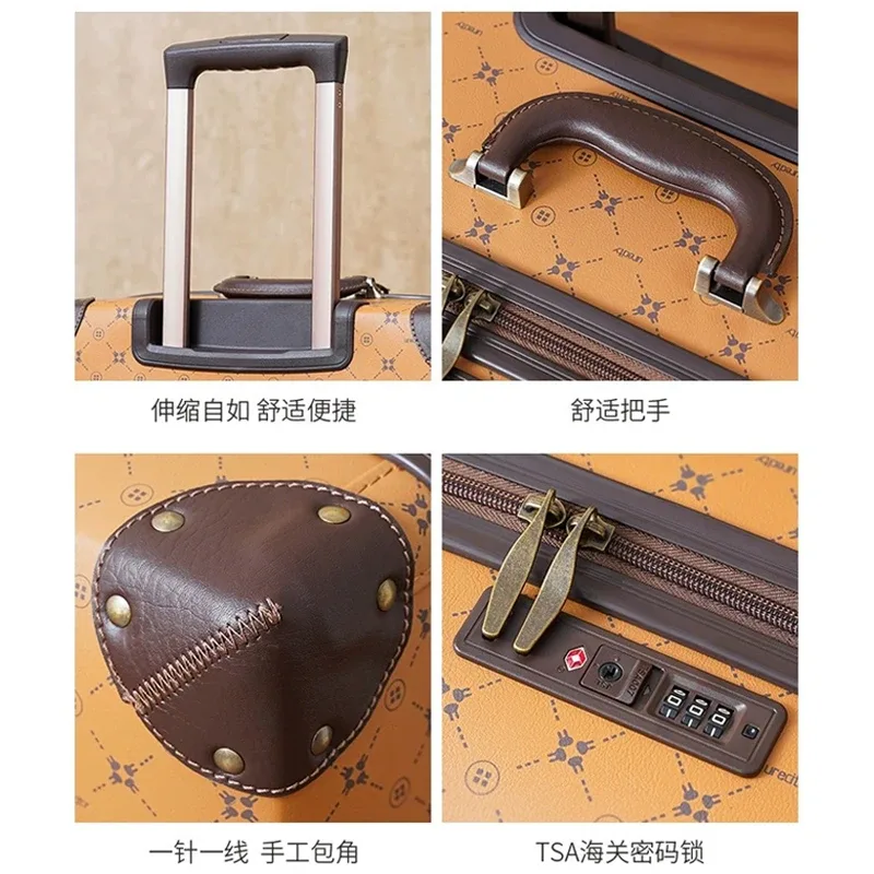super ! nouveaux ensembles de bagages à roulettes vintage en cuir pu pour femmes (2 pièces), valises trolley p