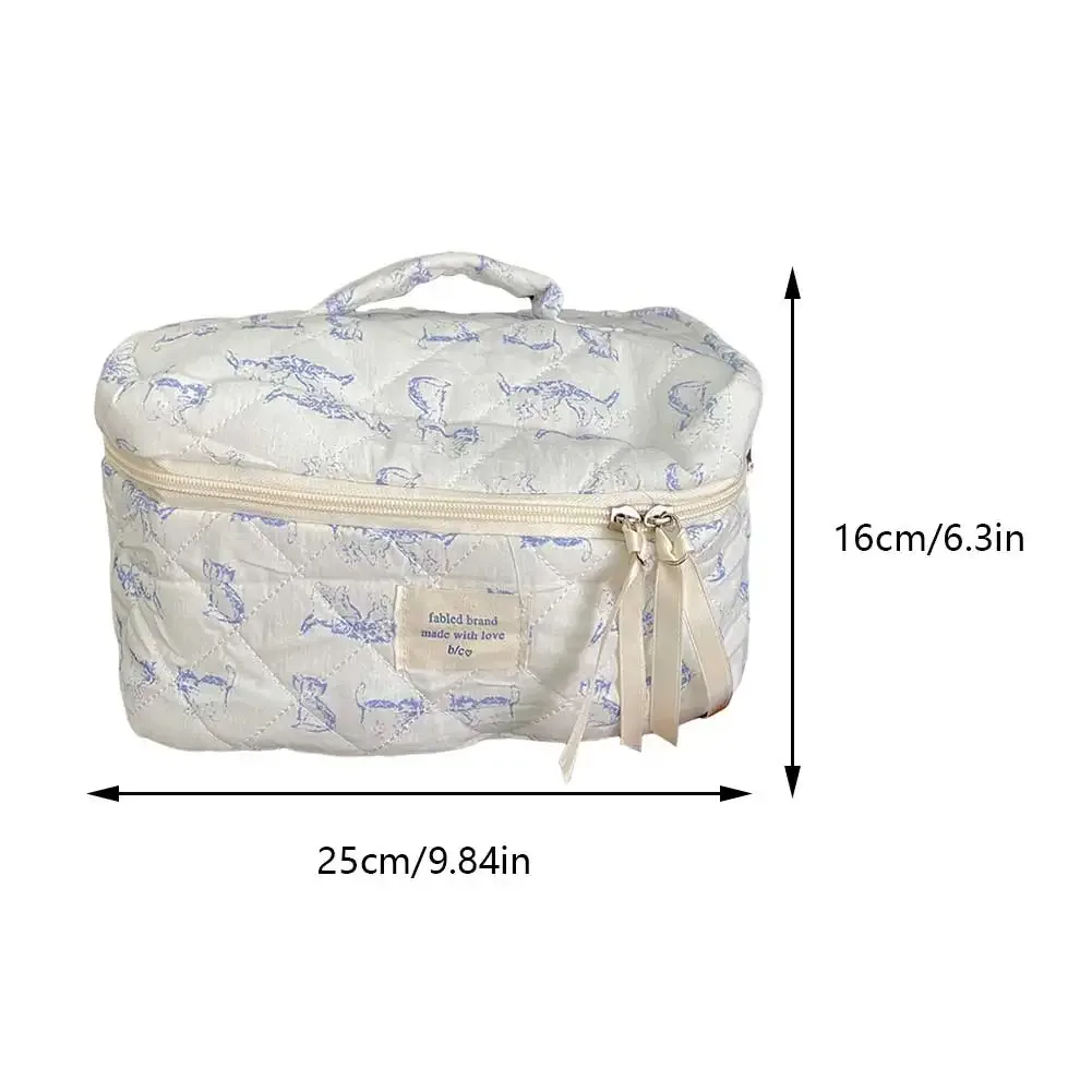 trousse de maquillage matelassurera pour femme, grand étui de voyage, poudres cosmétiques portables esthétiques, trousse de toilette florale