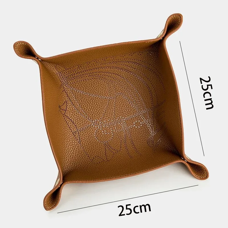 plateau de rangement en cuir de vache à deux couches, organisateur de bureau pour clés, bijoux, boîte de rangement de cosmétiques, organisateur pliant, décoration de la maison