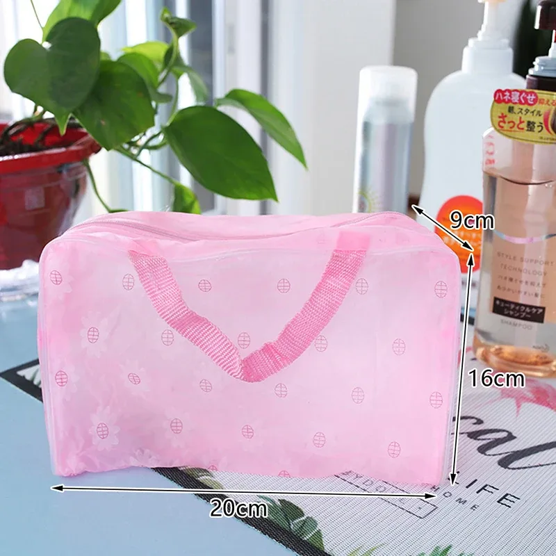 trousse cosmétique transparente en pvc pour femme, trousse de maquillage transparente pour fille, étui de beauté étanche avec fermeture éclair, trousses de toilette de voyage, sac à main, 1 pc