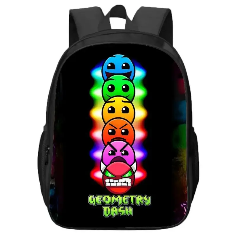 sac à dos double couche geometry dash pour élèves et enfants du primaire et du secondaire