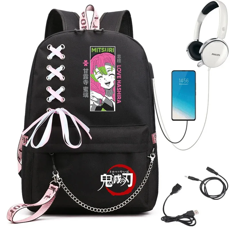 sac à dos imprimé demon slayer anime pour filles, sac à dos d'école décontracté, sac à dos de voyage léger pour adolescents