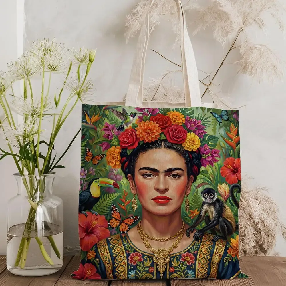 sacs de rangement pour l'art, sac fourre-tout en toile imprimé double face, sac à main à bandoulière grande capacité pour femme, tendance