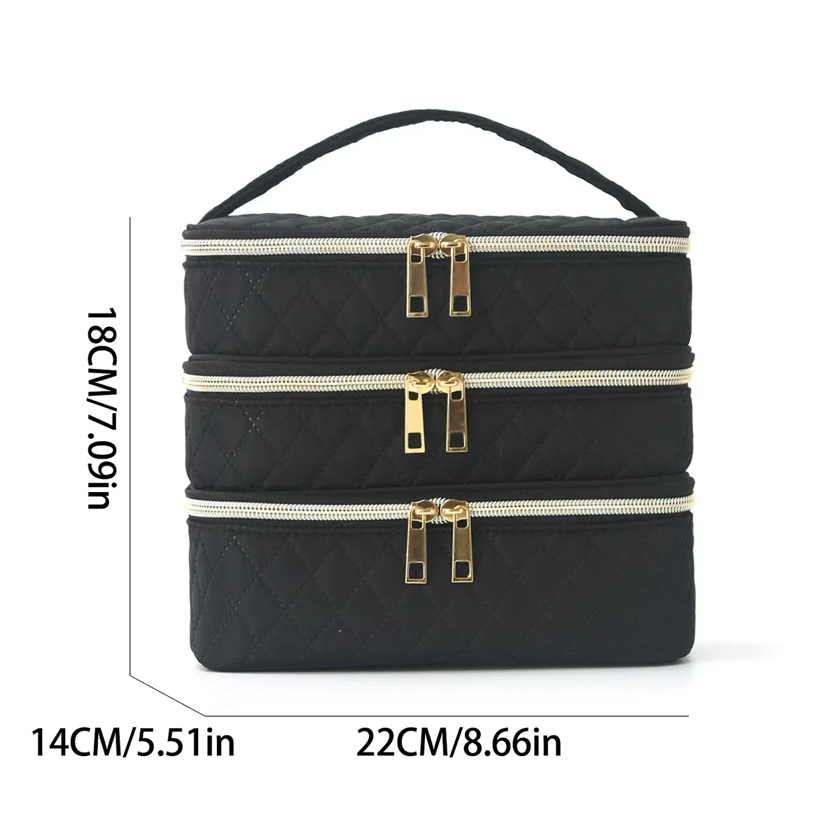 trousse de maquillage à trois couches de luxe, grande capacité, trousse de toilette portative de grande valeur, sac à main de voyage pour cosmétiques