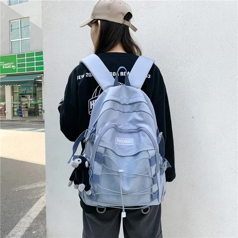 sac à dos tendance en corde croisée pour femme, version coréenne, style japonais, sac à dos double épaule pour étudiantes et jeunes filles