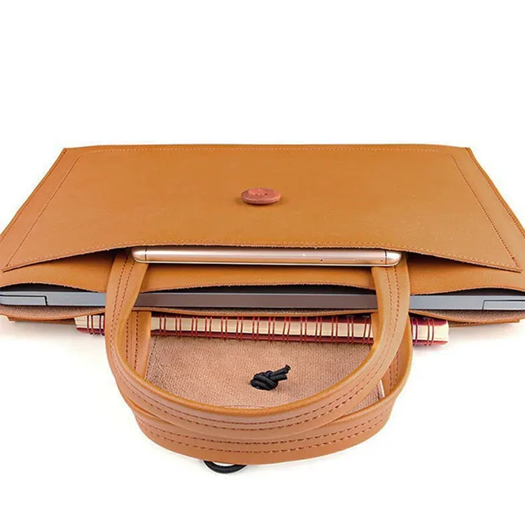 porte-documents/sac à main en cuir lisse avec initiales monogrammées, grande capacité, pour ordinateurs portables apple macbook 14 pouces et huawei 16 pouces