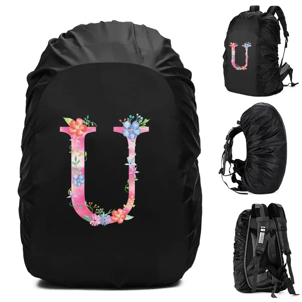 sac à dos étanche unisexe, housse de pluie, sac de camping en plein air, randonnée, escalade, sports, housse de pluie anti-poussière, imprimé lettre rose, 30l, 40l, 70l