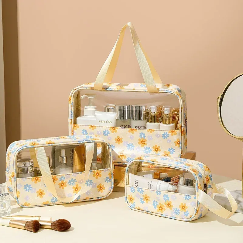 trousse de toilette femme 3 pièces translucide grande capacité – sacs de voyage essentiels pour cosmétiques et articles de bain