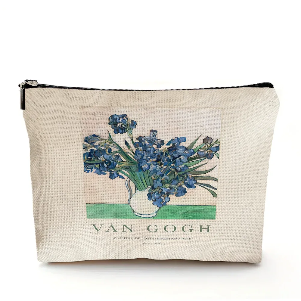 vincent van gogh femmes sac cosmétique nuit étoilée double impression dame sacs de maquillage de mariage fille voyage sac à main organisateur portefeuille