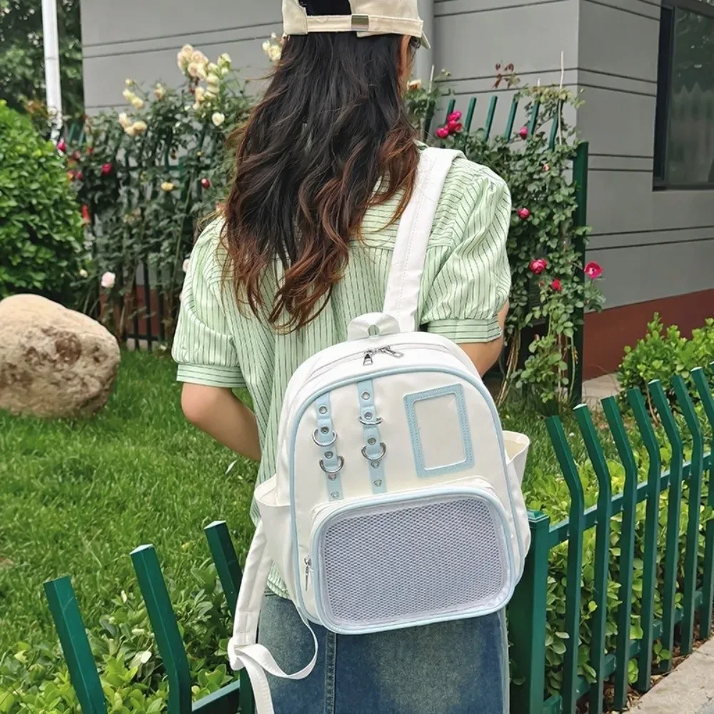 sac à dos transparent tendance en pu, style lolita, sac à bandoulière diy, sac à dos de présentation personnalisé pour fille