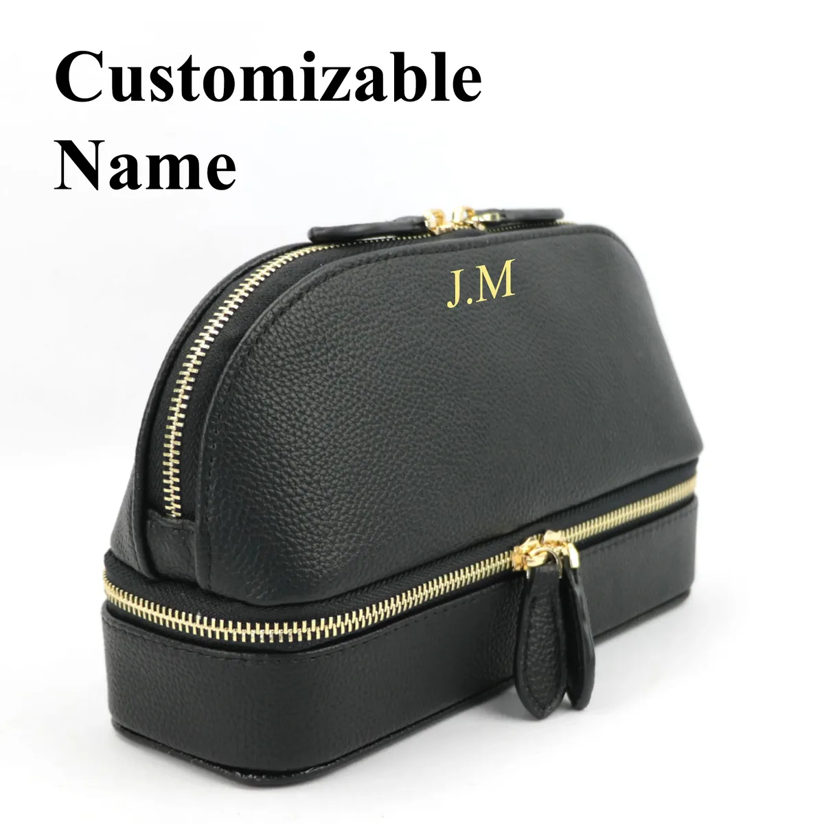 Sac à cosmétiques personnalisé en cuir Pu pour femmes, trousse de maquillage de voyage avec étui de rangement de bijoux, pochette de voyage 2 en 1 pour dames