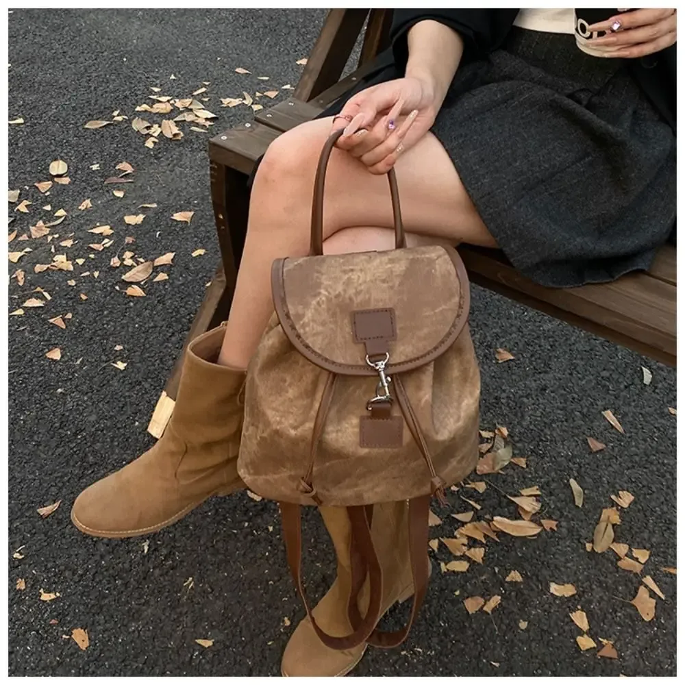 sac à dos décontracté en cuir pu pour femme, design souple et polyvalent, sac à dos rétro américain en cuir pu pour femme
