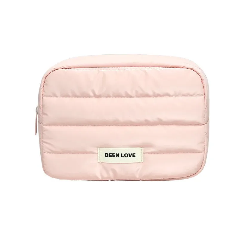 trousse de maquillage puffer grande capacité pour femmes, organiseur de maquillage esthétique, pochette portable à fermeture éclair, sac de rangement de voyage