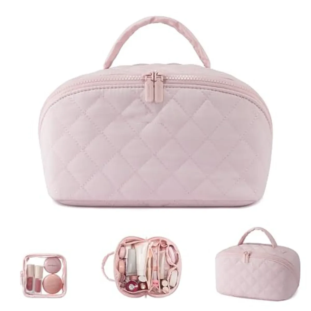 sac à cosmétiques portable de grande capacité, organisateur de toilette de voyage étanche avec poignée pour femmes