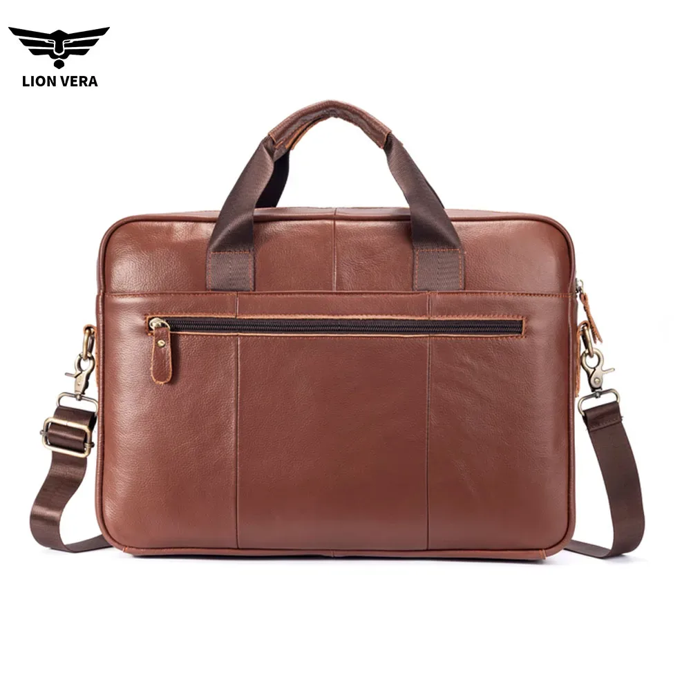 lion vera – porte-documents d'affaires en cuir véritable, noir, 15.6 pouces, sac d'ordinateur de bureau pour hommes, sacs à main de luxe, porte-documents pour ordinateur portable