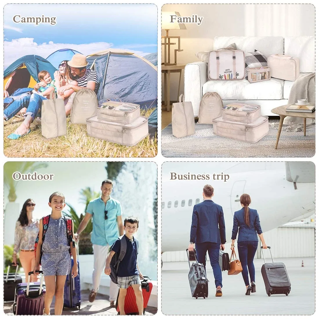 8/6 pièces ensemble sac de rangement de voyage grande capacité bagages vêtements tri organisateur valise pochette étui essentiels chaussures emballage cube
