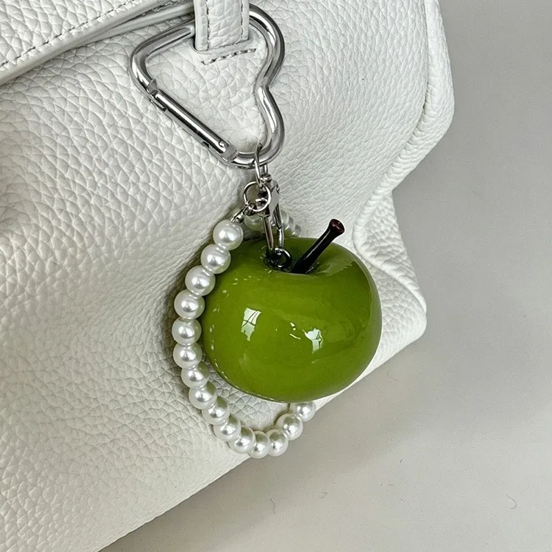 porte-clés pomme en résine, pendentif mignon pour sac, breloque pour clés de voiture, décoration créative pour sac à main et sac à dos, mini ornement, cadeau