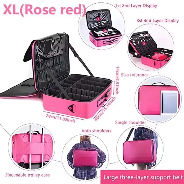 nouveau oxford trousse de maquillage pour femmes professionnel grande capacité voyage trousse à cosmétiques étanche manucure maquillage boîte à outils
