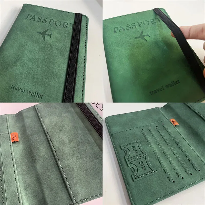 housse de protection portable pour passeport, pochette de rangement multifonctionnelle pour cartes d'identité et bancaires, étui portefeuille en cuir pu, accessoires de voyage