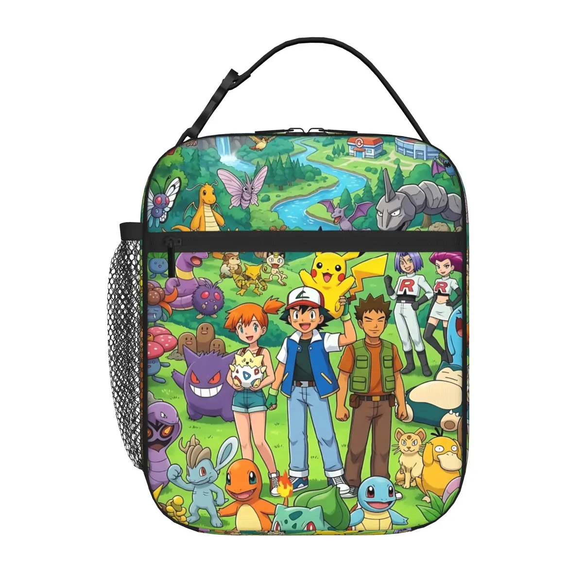 sac de rangement avec fermeture à glissière, 1 pièce, pochette pokemon, boîte à lunch scolaire, réutilisable pour sac à lunch