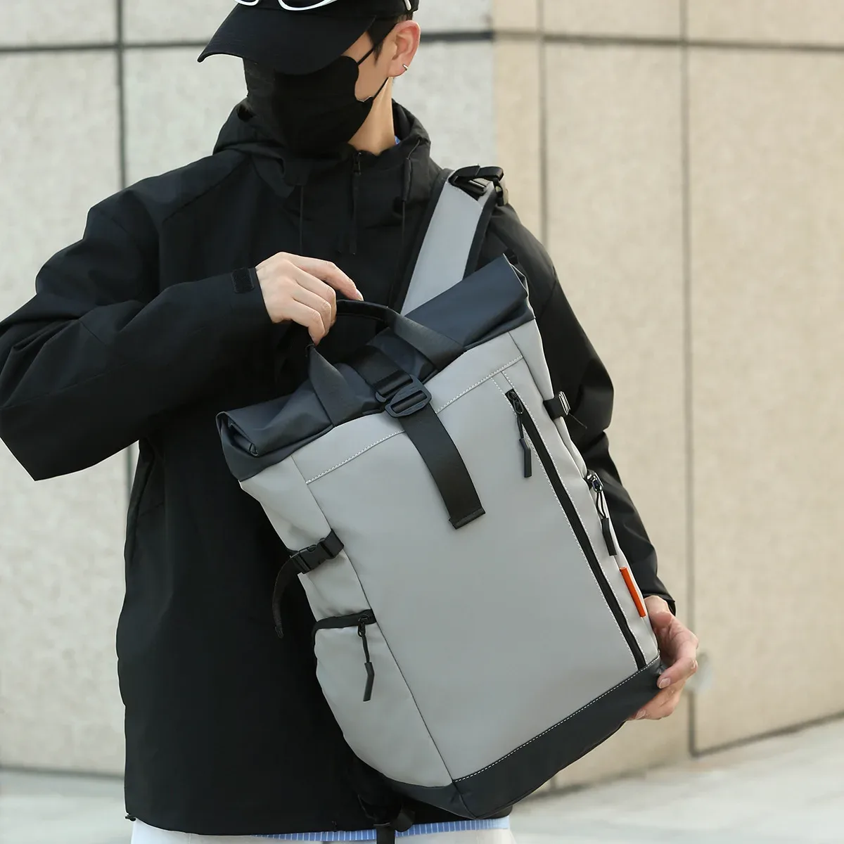sac à dos tendance grande capacité pour homme, sacoche d'ordinateur de voyage décontractée, sac à bandoulière double pour loisirs, sac d'école éducatif pour jeunes