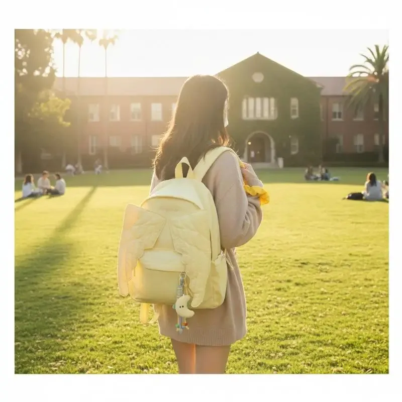 sac à dos mignon avec ailes d'ange, sac matelassé de grande capacité, sac à dos décontracté et mignon pour adolescentes, femmes, école, voyage, usage quotidien