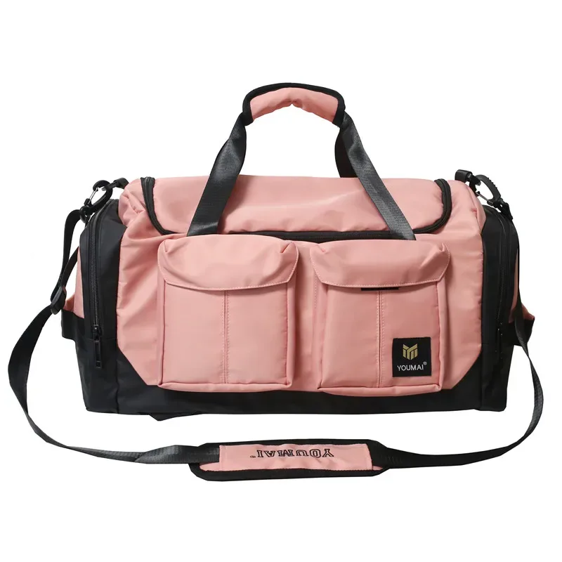 sac de voyage pour pantalons à poches multi-abattes de couleur contrastée, sacoche à bandoulière de grande capacité, sac de fitness pour hommes et femmes, sac de sport à la mode