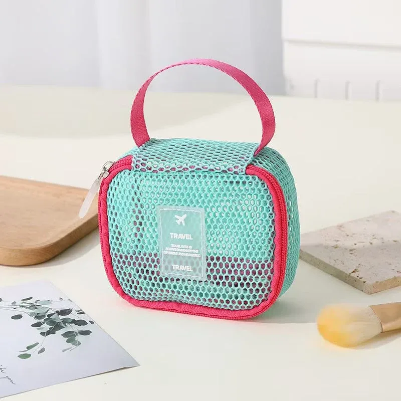 Sacs à clés transparents de petite capacité, sac à cosmétiques, pochette de rangement carrée en maille, Mini porte-monnaie à fermeture éclair, Mini sac de lavage, étui de papeterie