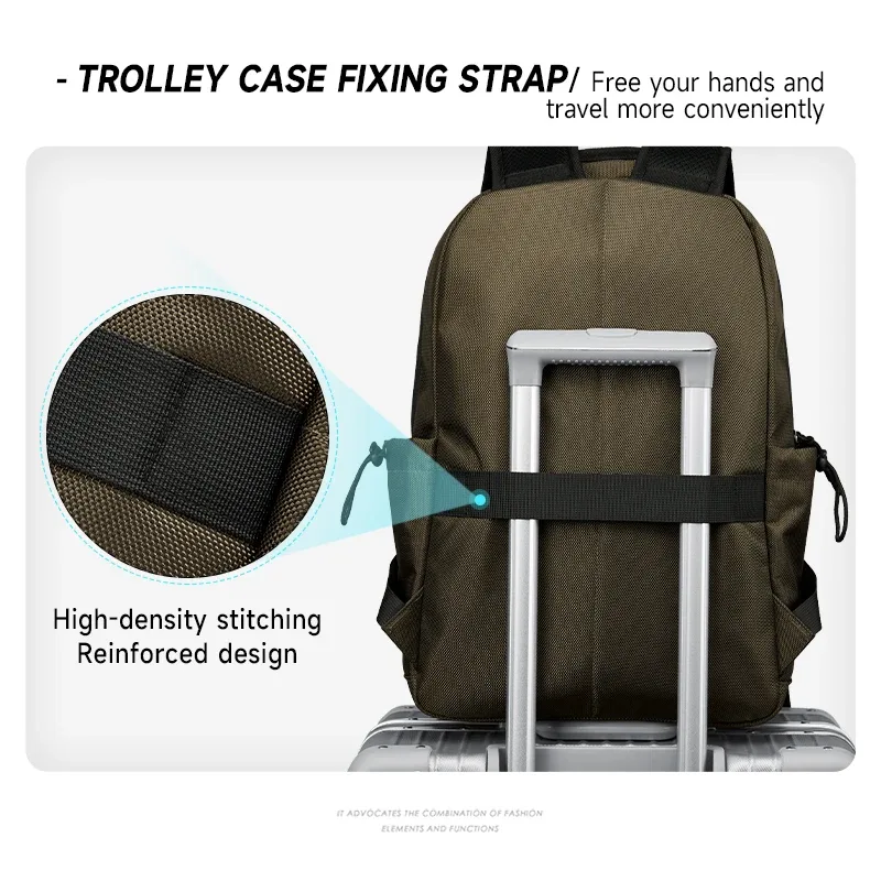 style simple étanche grande capacité hommes voyage sac à dos noir marron extérieur sac à dos 16 pouces ordinateur portable adolescents sac d'école