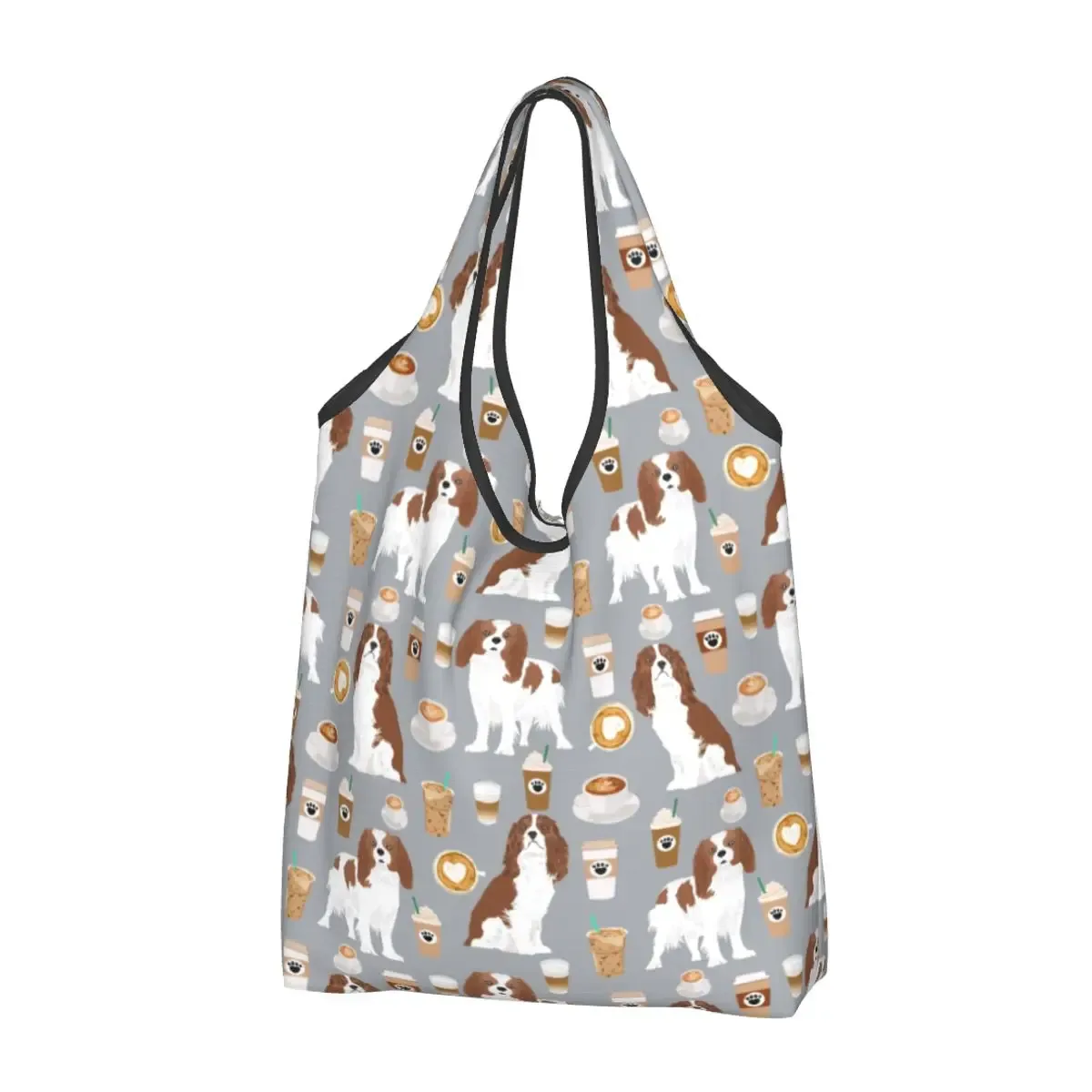 cavalier king charles épagneul groupe familial épicerie sac fourre-tout kawaii chien épaule shopper sacs grande capacité sacs à main