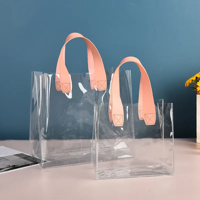 fourre-tout en pvc transparent de grande capacité, sac à provisions en plastique, sac de rangement pour cosmétiques en msi, sac cadeau, accessoires de voyage en plein air