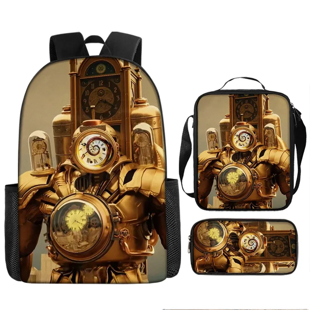 sacoche de livre et de stylo pour étudiants, 3 pièces, toilette, haut-parleur titan, caméraman, sac à dos titan clockman