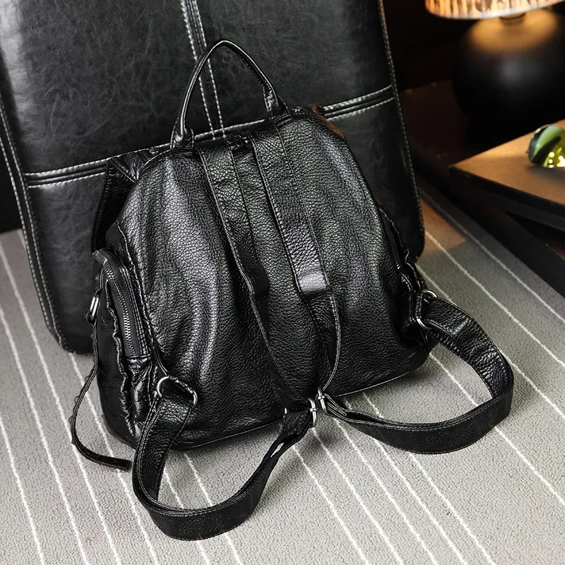 2022 new rivet designer backpacks women genuine sheep leather backpacks punk lady girl big travel bags gothic student school bag