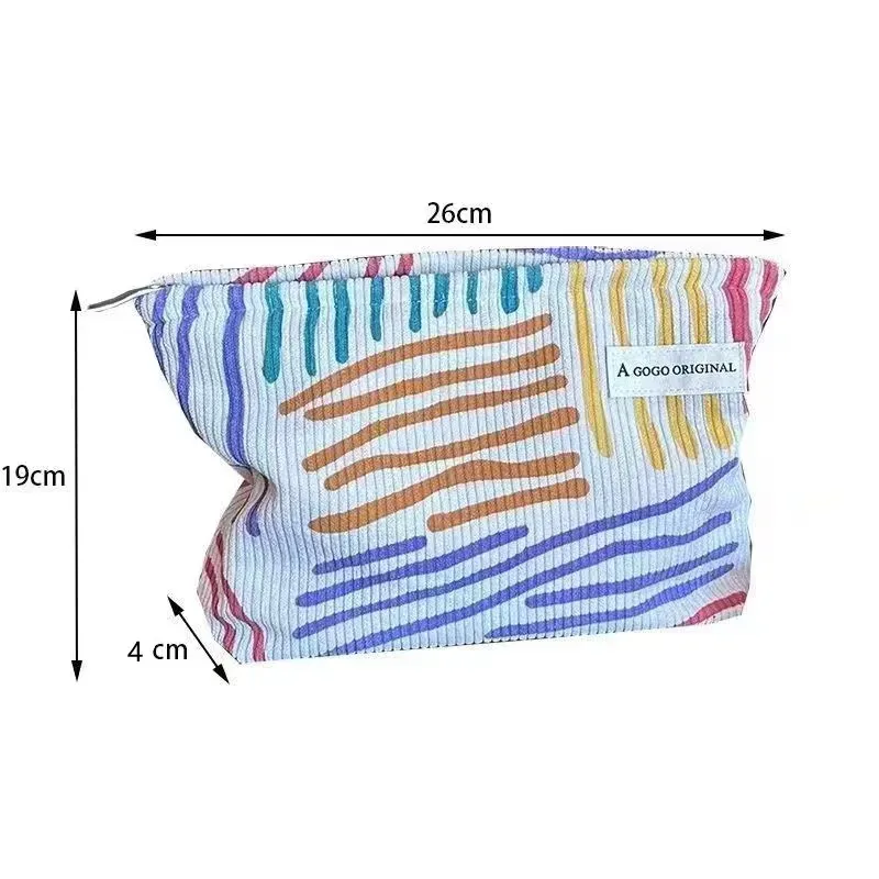 sac à cosmétiques en velours côtelé pour femmes, sac de rangement de maquillage de grande capacité, organisateur portable de voyage, sac de lavage à fermeture éclair